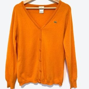 Lacoste Vintage V Neck Button Up Cardigan